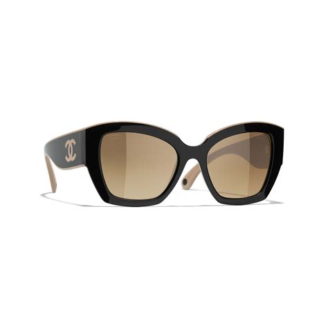 chanel black and beige sunglasses